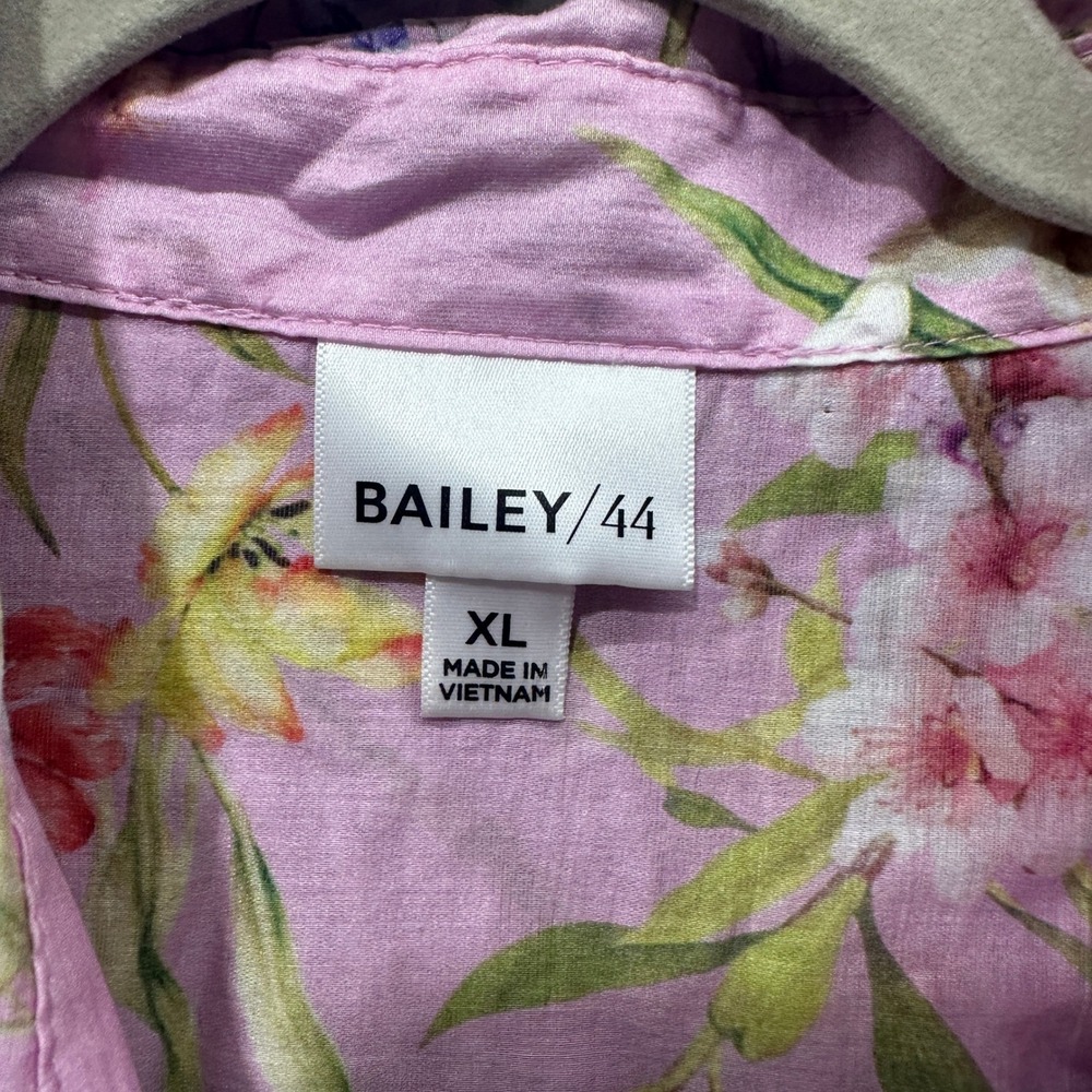 Bailey/44 Button Up Blouse Top Women XL Pink Floral Butterfly Lyocell Whimsical - Picture 3 of 12